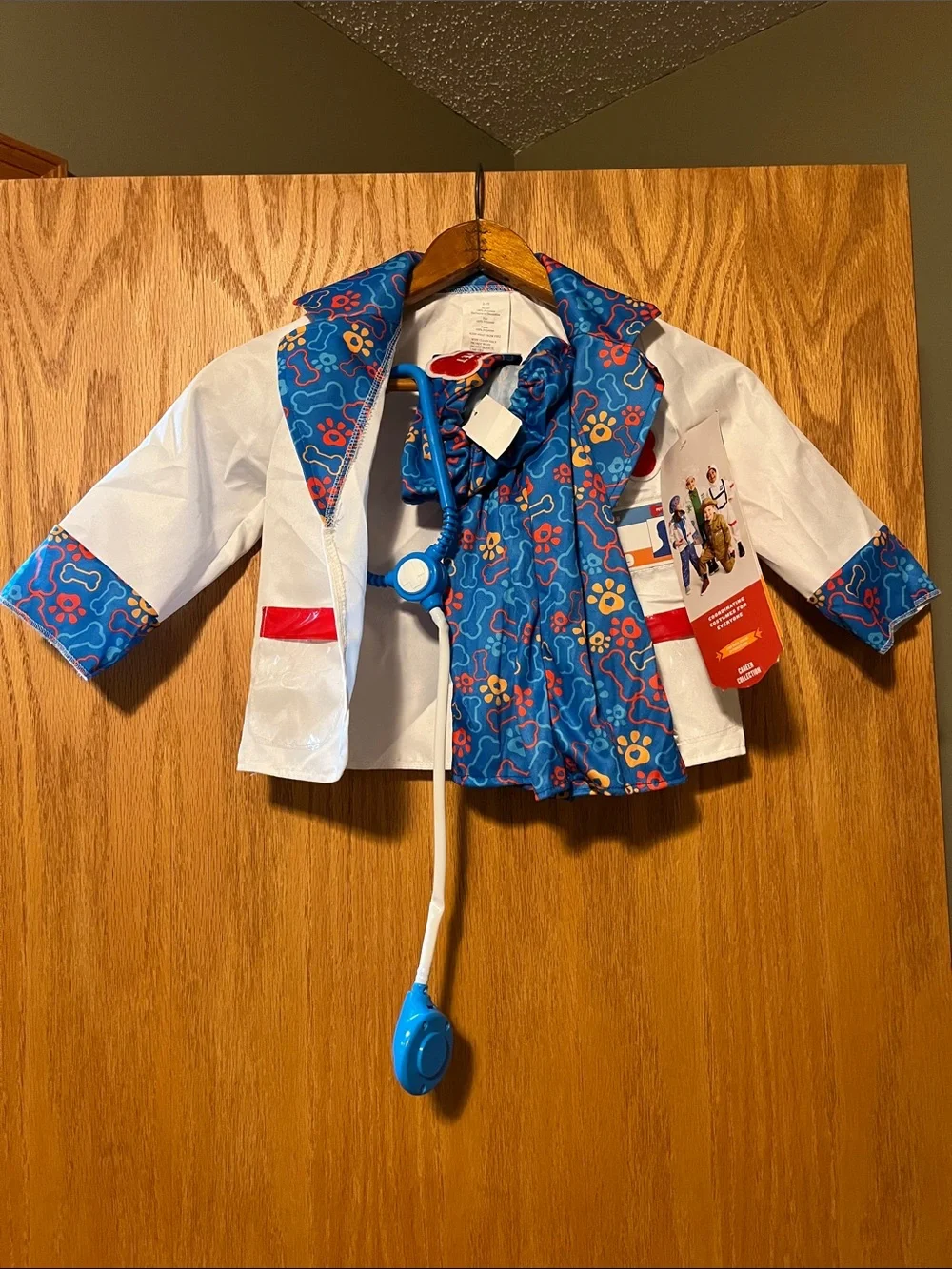 Target Kids White and Blue Paw-Print Doctor Costume with Red Accents